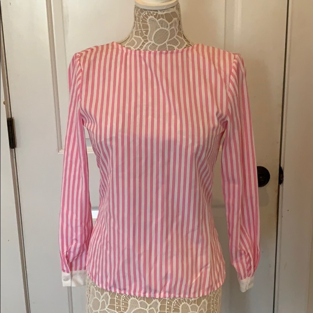Pink and white striped open back top